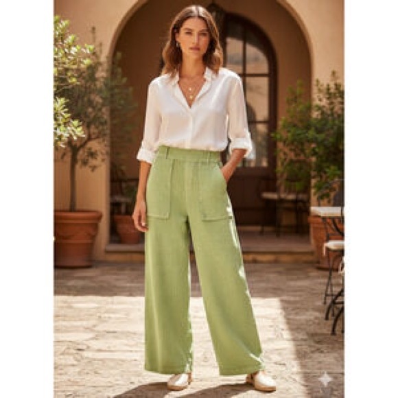 Young Fabulous & Broke Pants - Young Fabulous & Broke (YFB) Women’s Green Saidie Wide Leg Pants, Size XS